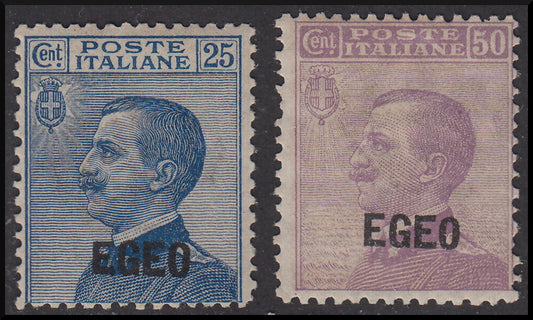 Colonie Italiane, Egeo, emissioni generali, francobollo tipo Michetti soprastampati EGEO (1, 2) *