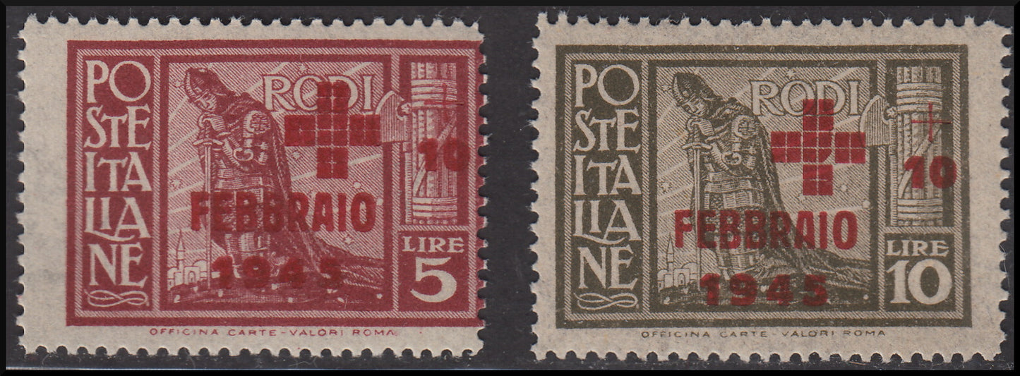 German occupation of the Aegean, types of the pictorial series overprinted "Pro Croce Rossa" new ** (132/3) 