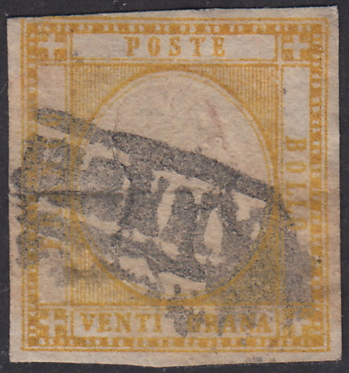 1861 - 20 grain orange used with cancellation in the "CANCELLED" folder (23a).