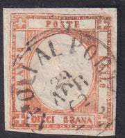 1861/62 - 10 Grana Orange, Fälschung zur Verwendung, II. Typ Effigie "C", gebraucht (F8).