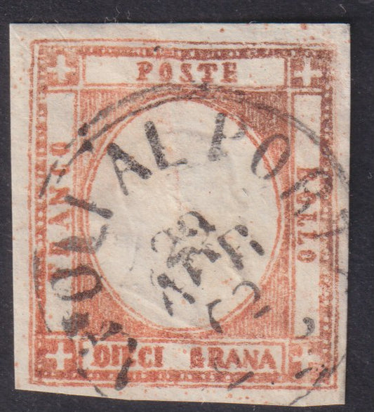 1861/62 - 10 grana orange, fake to serve the second type effigy "C" used (F8).