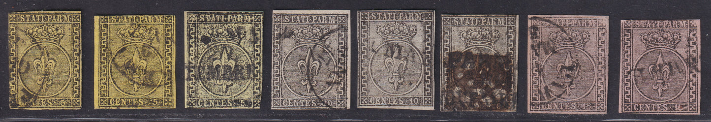 1852 - 1st issue lot of 13 used examples in mixed quality, excellent for scholars or resellers (1, 1a, 1b, 2, 3b, 3b, 4, 5, 5a) 