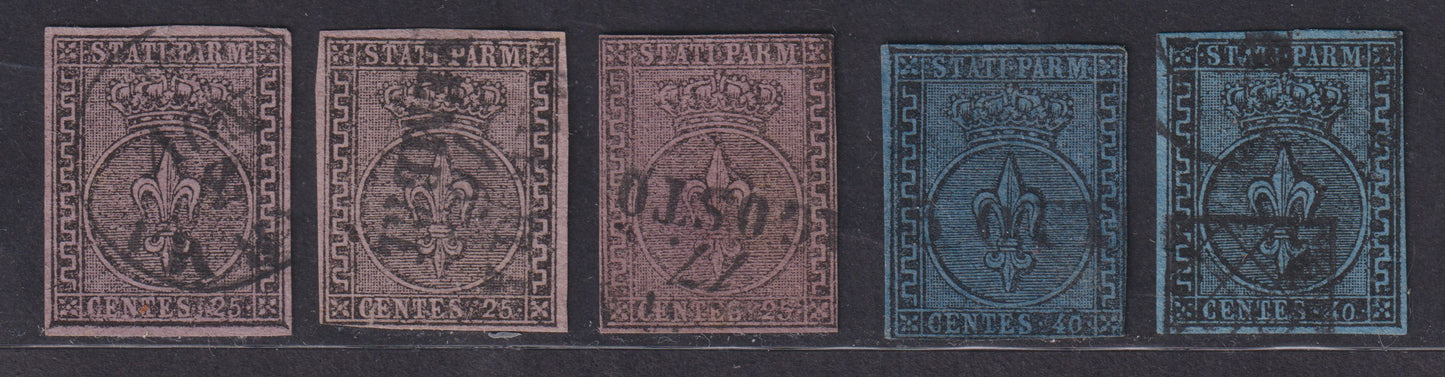 1852 - 1st issue lot of 13 used examples in mixed quality, excellent for scholars or resellers (1, 1a, 1b, 2, 3b, 3b, 4, 5, 5a) 