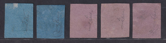 1852 - 1st issue lot of 13 used examples in mixed quality, excellent for scholars or resellers (1, 1a, 1b, 2, 3b, 3b, 4, 5, 5a) 