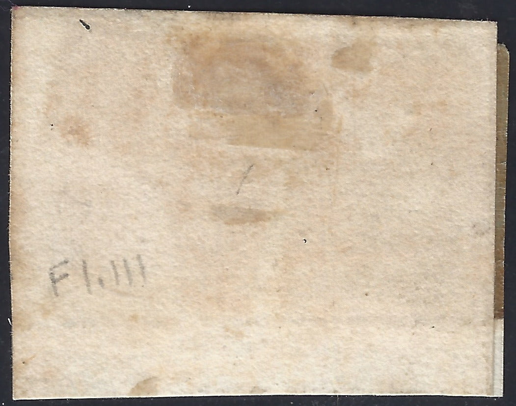 1859 - Cipher in a box, 4 fawn baj + 20 blue gray baj used on fragment with grid cancels. (5 + 9)