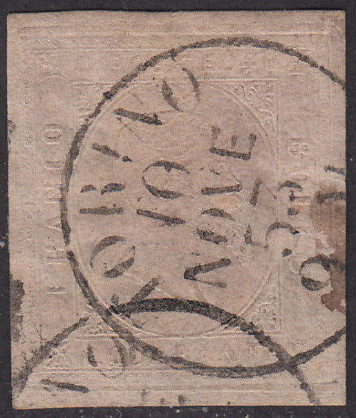 1853 - II emissione c. 40 rosa chiaro usato con annullo di TORINO, nessun difetto occulto. (6).