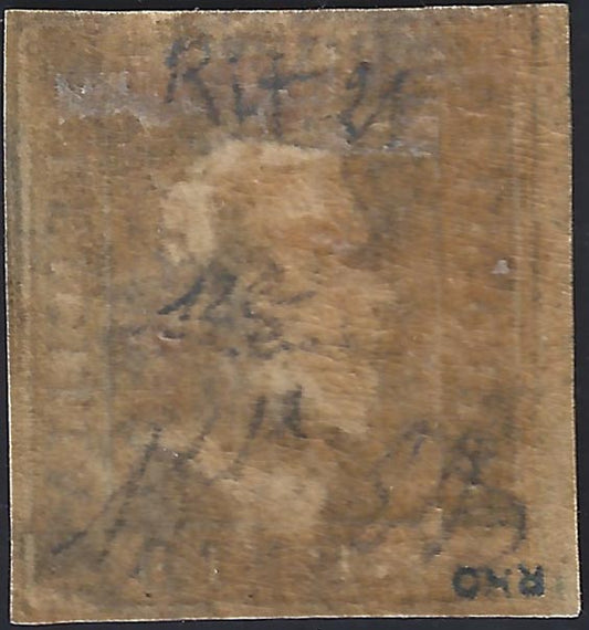 1859 - 10 grana indaco carta di Napoli ritocco n. 21 nuovo con piena gomma originale. (12b) Ritocco 21