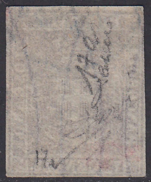 1860 - Scudo di Savoia sormontato da Corona Reale, c. 1 lilla usato. (17a)