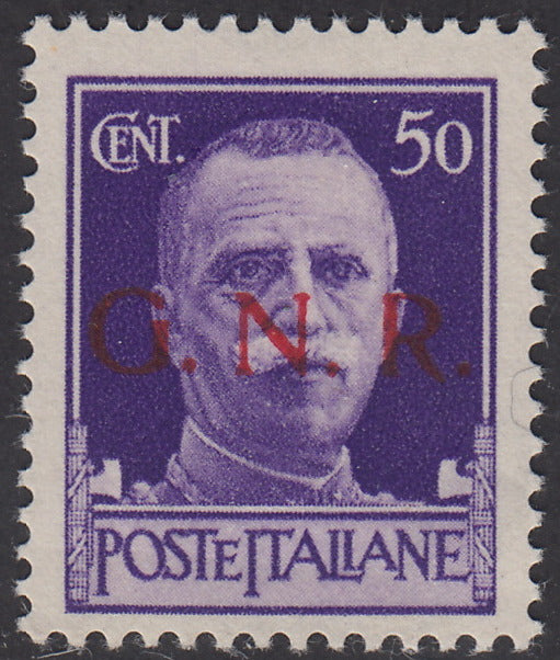 1944 - Overprint color errors c. 50 violet with red overprint, new with intact gum. (477A).