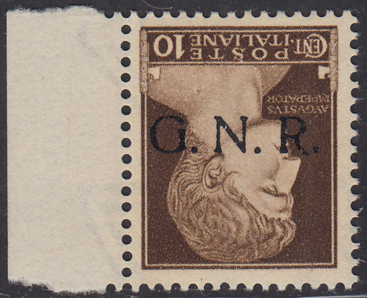 GNR Verona v. 10 brown with black overprint upside down, new with intact rubber. (471a).