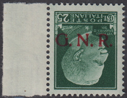 RSI243 - 1944 - GNR Verona c. 25 green with upside down red overprint, new with intact gum (474a).