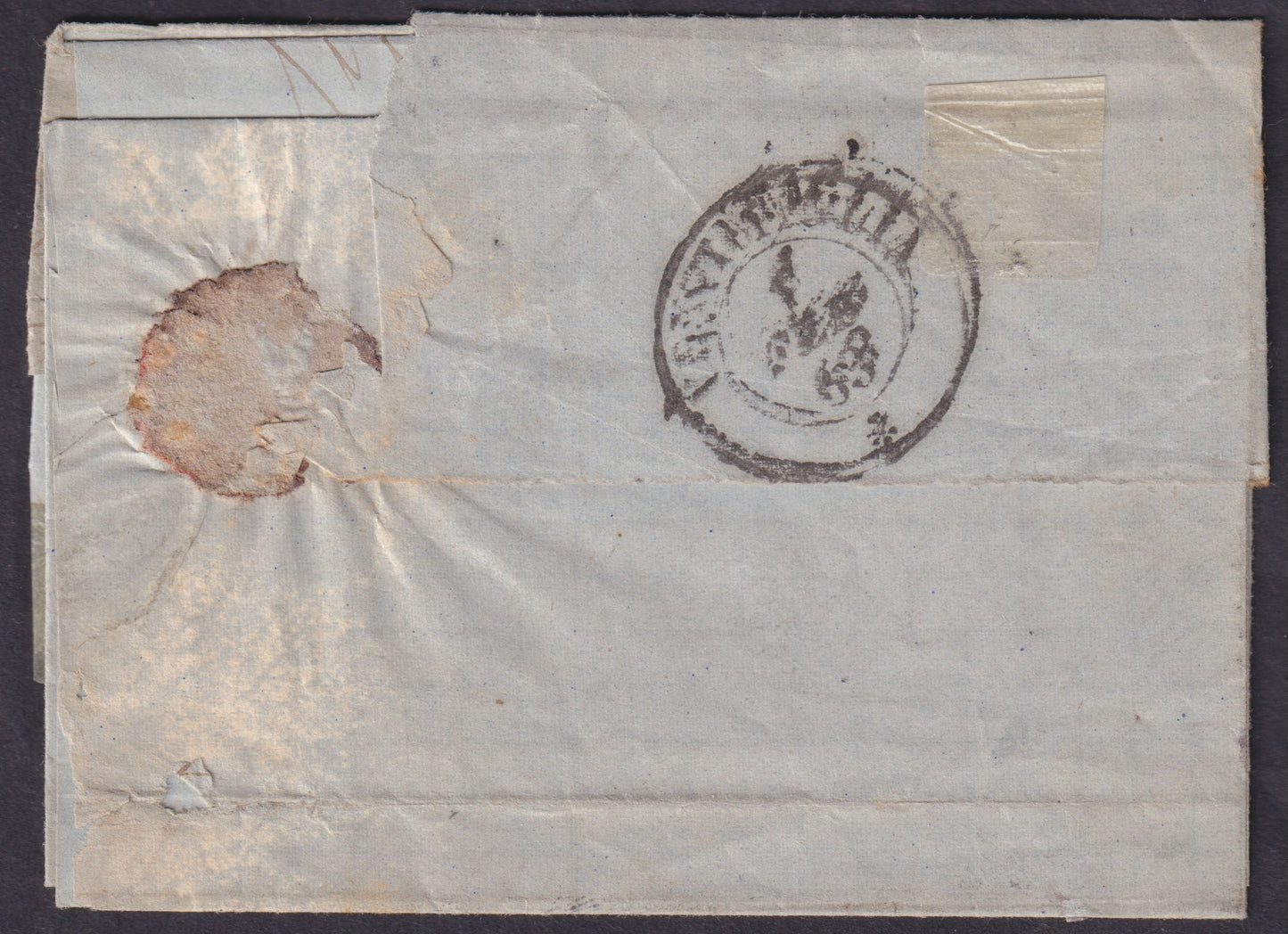 Emissione dentellata, c. 40 rosa isolato su gran parte di lettera da Albenga per Ventimiglia 31/1/1863