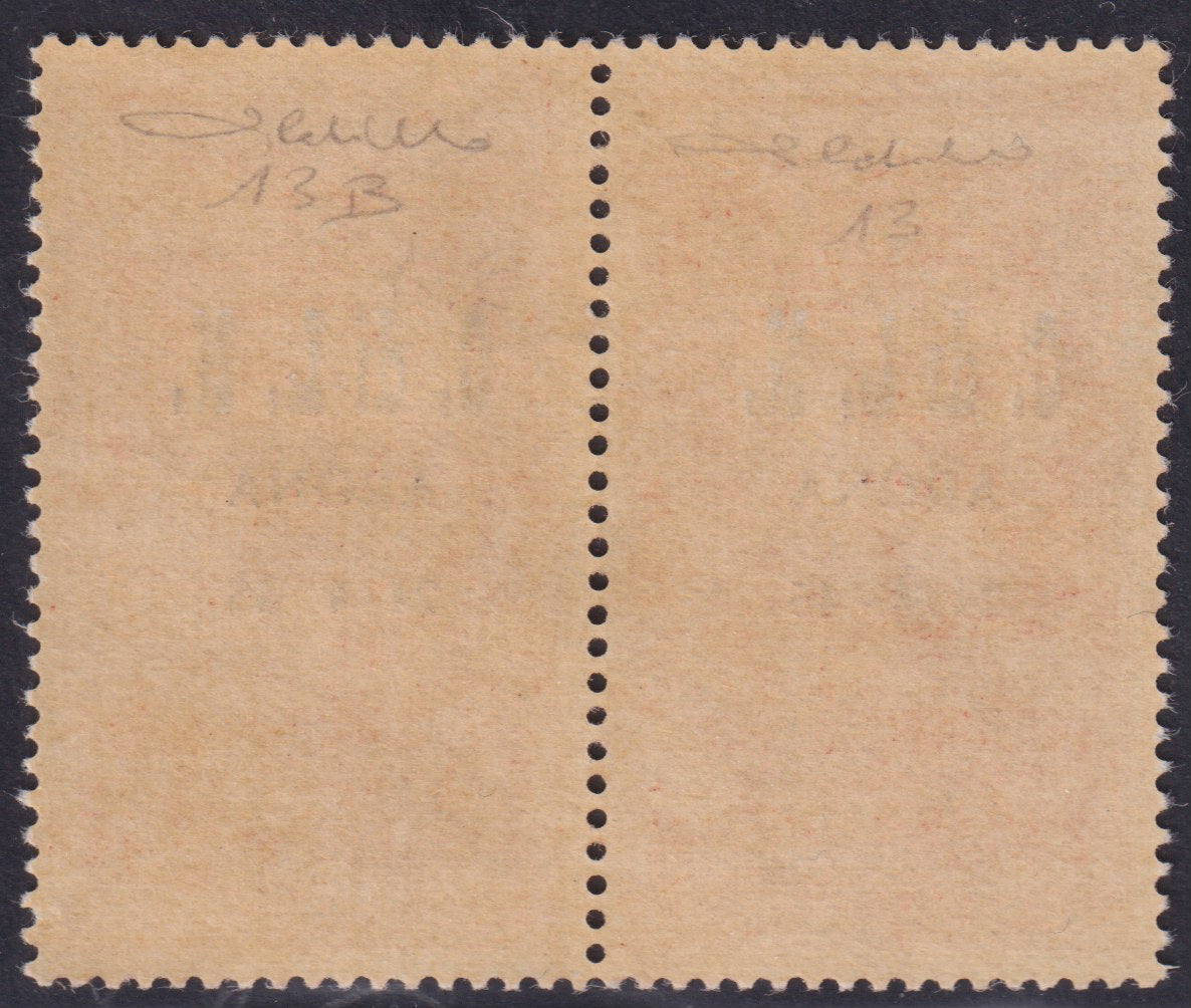 CLN Arona - Fratelli Bandiera L. 2,50 carminio coppia orizzontale di cui una con varietà (13 + 13b)