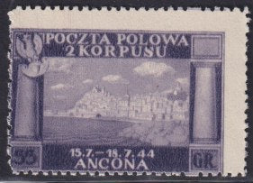 Polish Corps, Polish victories in Italy 55d. violet on white, thick, good quality paper (6A/I), new, not gummed