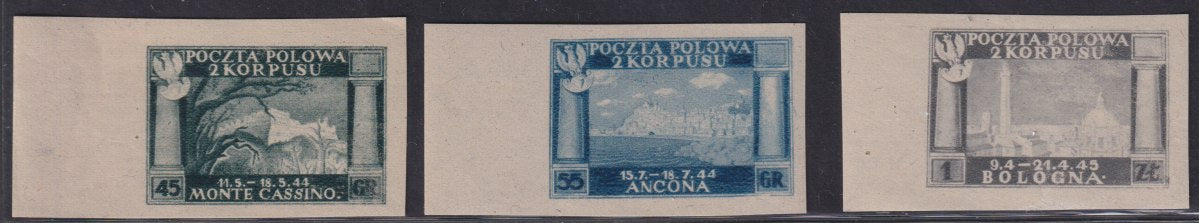 Polish Corps, Polish victories in Italy series on greyish poor quality unperforated paper (1A/3A) new **
