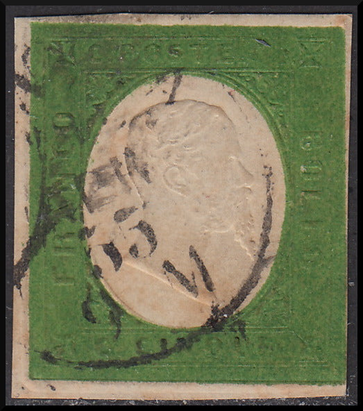 Regno di Sardegna 1854 - III emissione c. 5 verde usato (7d)