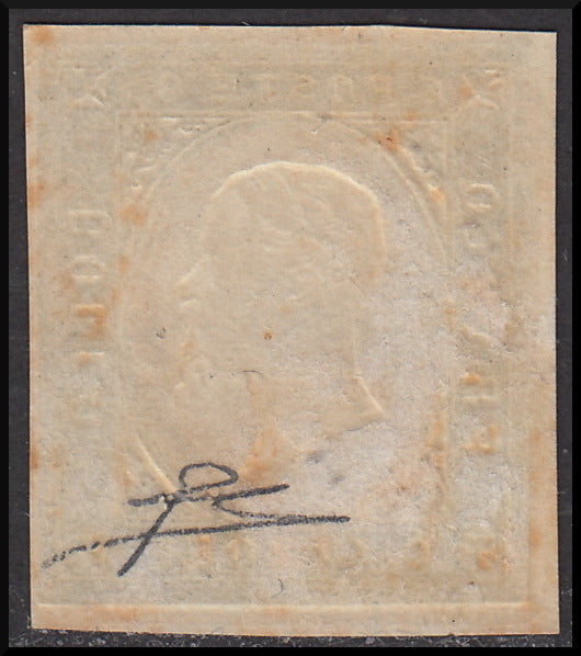 Regno di Sardegna 1854 - III emissione c. 5 verde usato (7d)