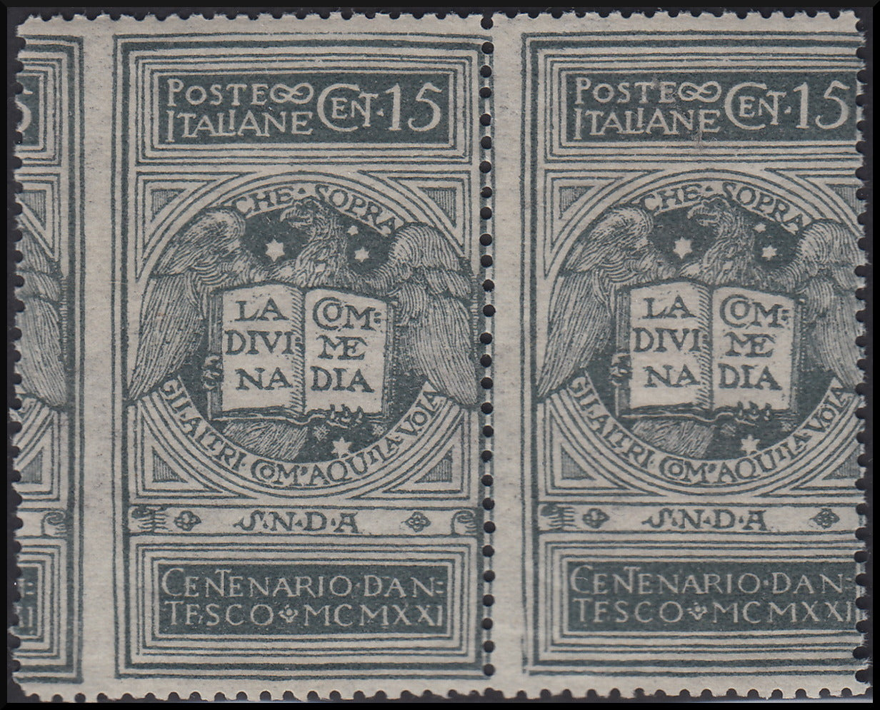 1921 - 6° centenario della morte di Dante, c.15 grigio colore diverso con varietà (116Andc + 116)