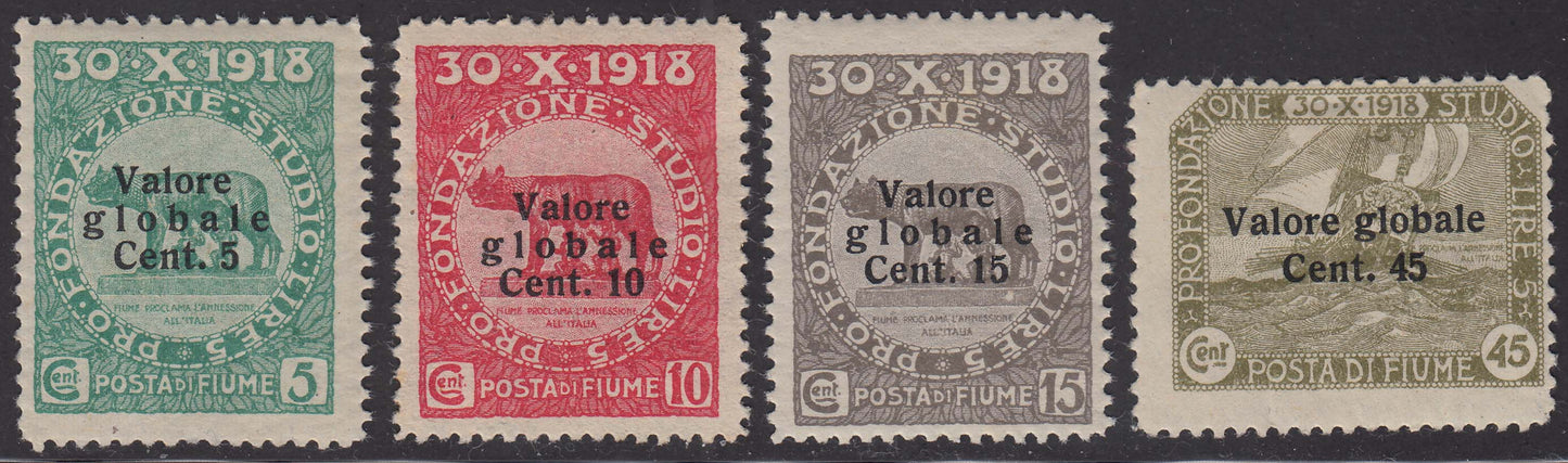 Stamps from the Pro Fondazione Studio series overprinted Valore Globale modified (III series), new (99/I, 100/I, 101/I, 112)