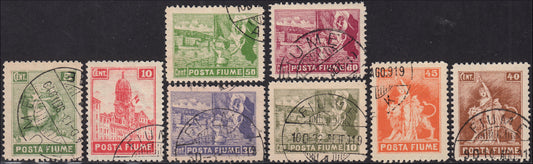 Fiume 1919 - Allegories and views series of values ​​on type A paper with the words "Posta Fiume" used (49/56)