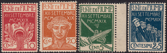 Fiume 1920 - Legionaries of Fiume, complete set of 4 new stamps with original rubber (127/130)