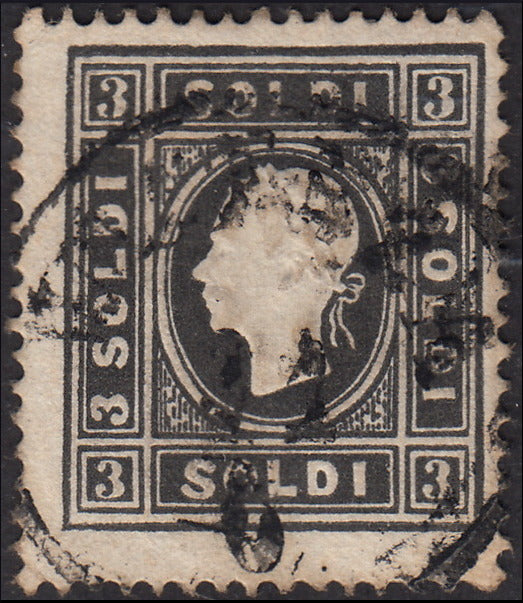Lombardo Veneto, s. 3 nero II emissione I tipo, usato (24)
