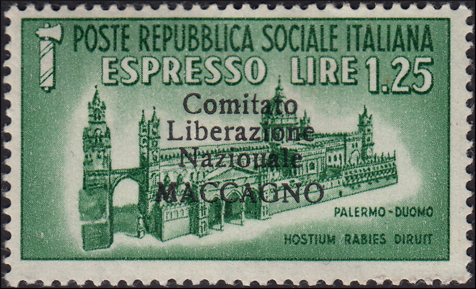 PP1180 - Maccagno, complete set of 8 overprinted values ​​"Comitato / Liberazione / Nazionale / MACCAGNO" (1/8)