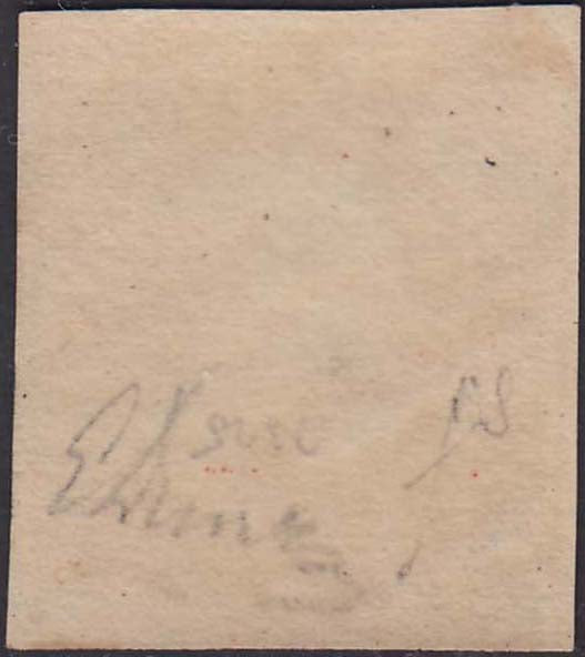 Effigy of Ferdinand II of Bourbon, 5 grana bright vermilion II plate paper of Palermo (11a) used