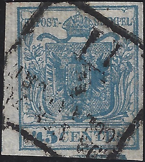 Lombardo Veneto I issue c.45 I type ribbed paper (17) used