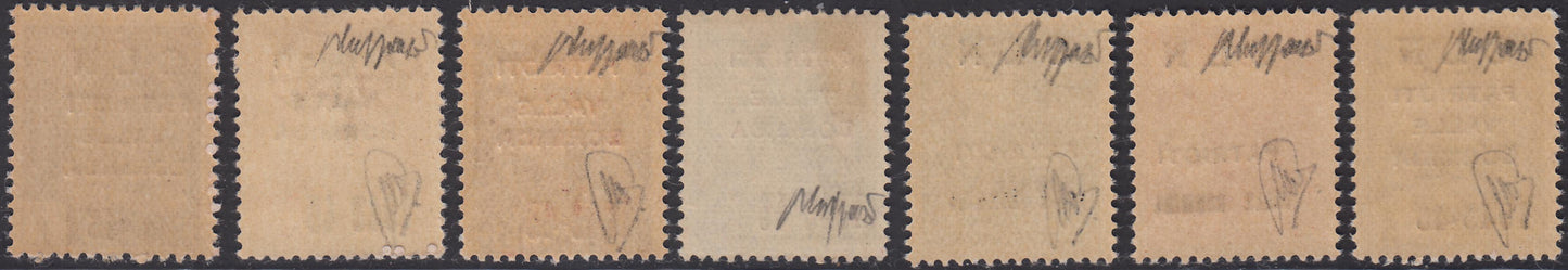 Destroyed monuments, series of seven overprinted values ​​"CLN / PATRIOTI / VALLE / BORMIDA / 1943-45" (1/7)