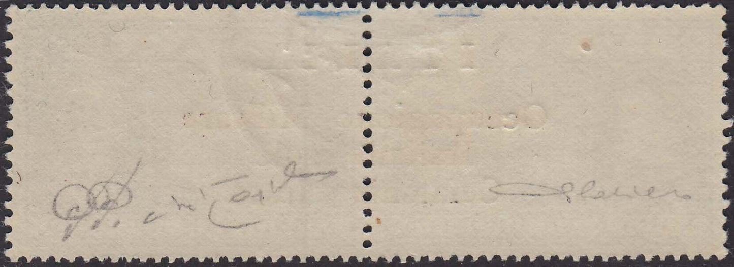 Social Security stamp of Greece 50 + 50 green lepta, with machine overprint and EMPLOYMENT error (6) used