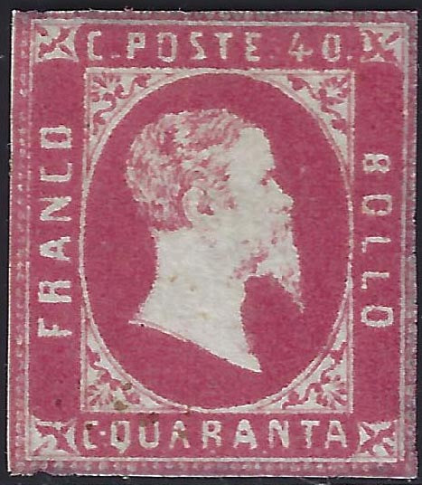 PP532 - 1851 - I emissione, c.40 rosa carminio vivo (3b) nuovo senza gomma.