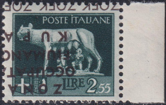 PP801 - 1941 - Imperiale L. 2,55 verde grigio soprastampato "ZONA / OCCUPATA / FIUMANO / KUPA" nuovo gomma integra (24)