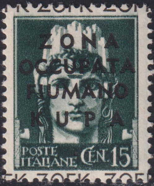 PP804 - 1941 - Imperiale c. 15 verde grigio soprastampato "ZONA / OCCUPATA / FIUMANO / KUPA" nuovo gomma integra (17)