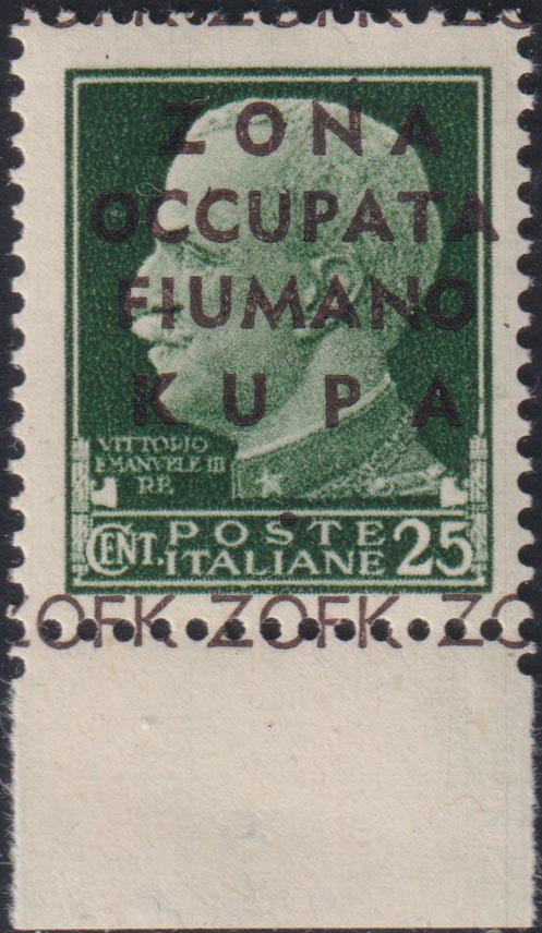 PP806 - 1941 - Imperial c. 25 green overprinted "ZONA / OCCUPIED / FIUMANO / KUPA" new intact rubber (19)