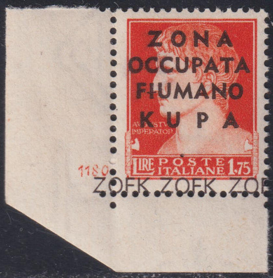 PP809 - Imperial c. 1.75 orange overprinted "ZONA / OCCUPIED / FIUMANO / KUPA" new undamaged rubber (23)