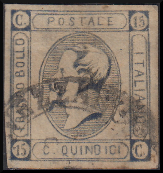 Falso per servire del Litografico, c.15 ardesia, falso dell'Aquila, usato (F8)