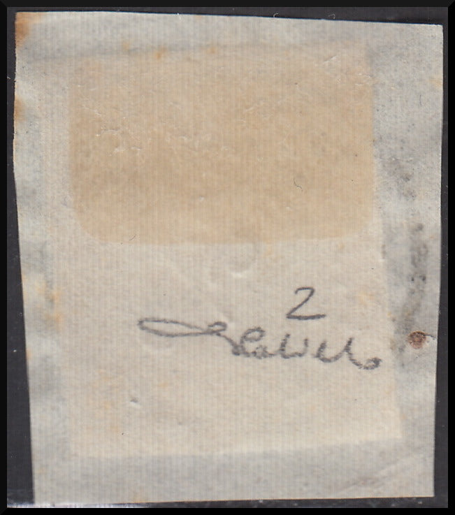 Lombard Veneto I issue, c. 10 black handmade paper used on fragment (2)