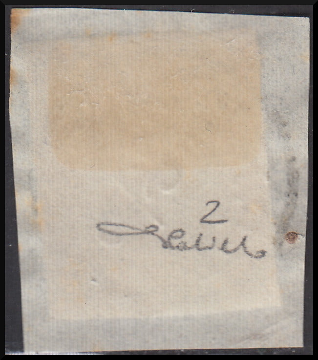 Lombardo Veneto I emissione, c. 10 nero carta a mano usato su frammento (2)