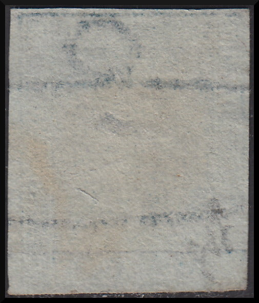 PPP446 - 1851 Leone di Marzocco, 2 light blue crazie on gray paper and crown watermark, used (5)