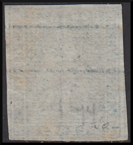 PPP448 - 1851 Leone di Marzocco, 2 greenish blue crazie on gray paper and crown watermark, used (5e)