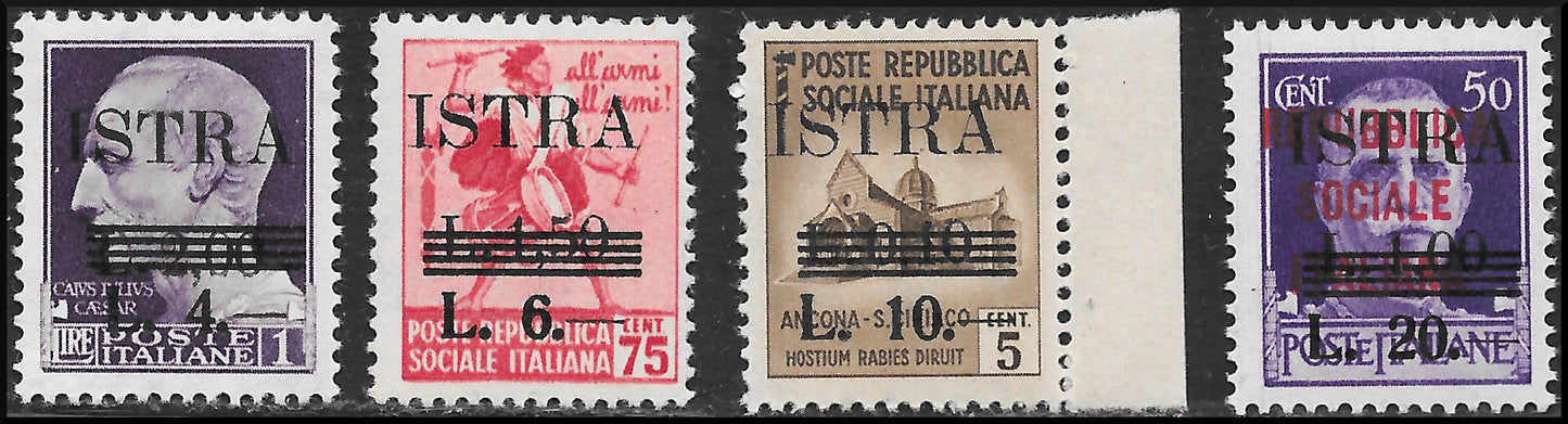 PPP514 - Yugoslavian occupation of Istra (Pula), series of 4 new values ​​for undamaged rubber (37/40)