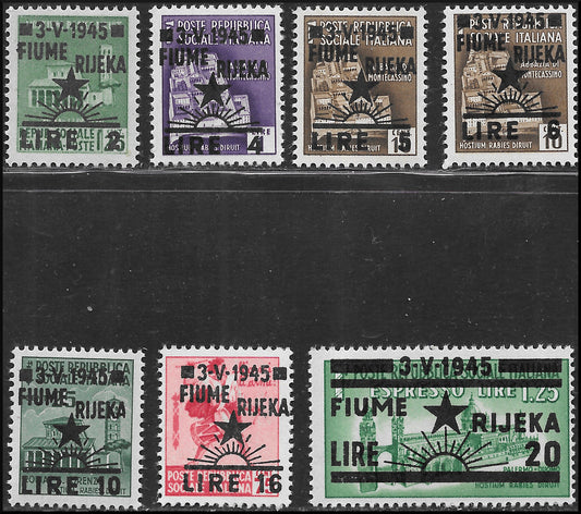 Yugoslavian occupation of Fiume, series of 7 new values ​​for undamaged rubber (14/20)