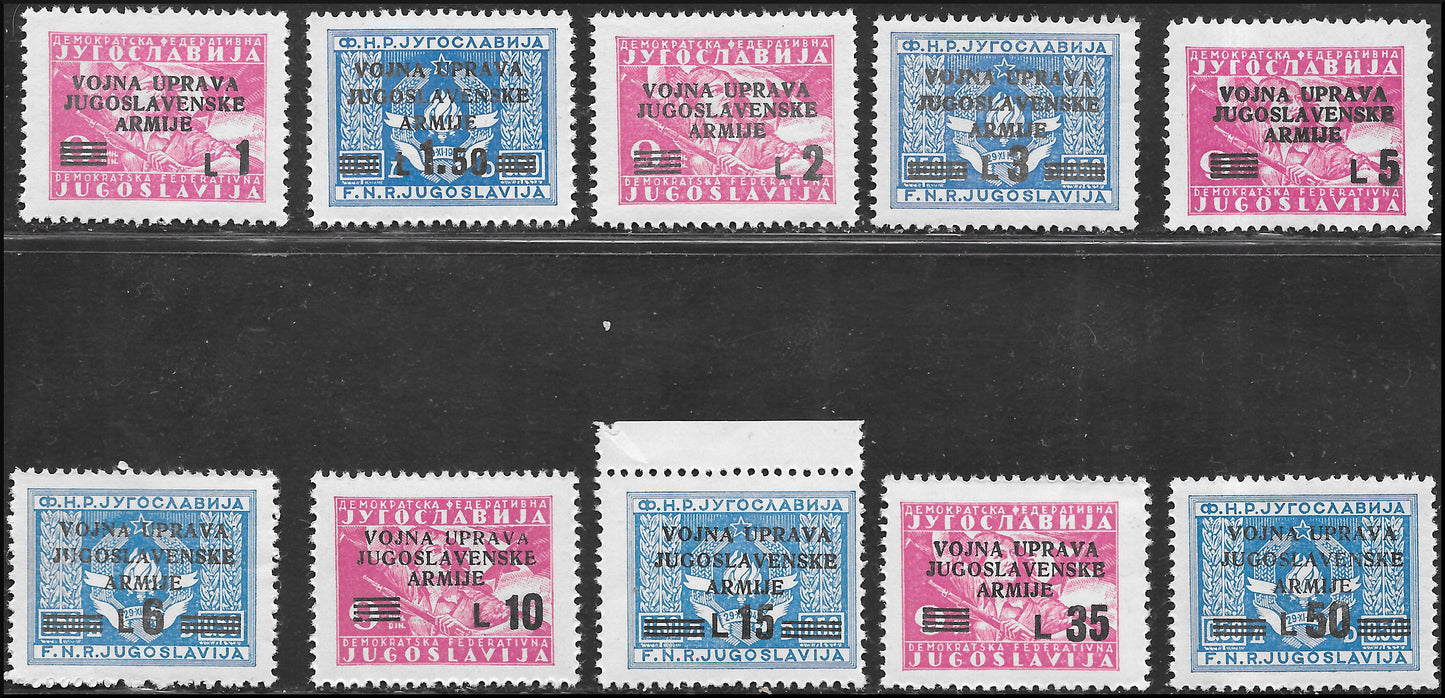Slovenian Coast, Yugoslav Military Administration, Ordinary Mail complete new set (67/76)
