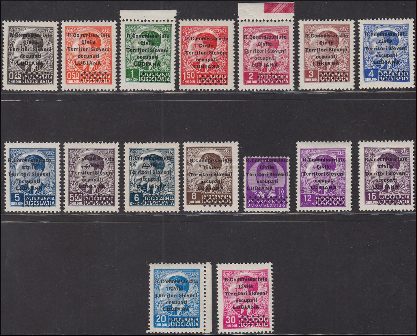 PPP557 - 1941 - Italian occupation of Ljubljana, complete series overprint R. Commissariato, new complete (18/33)