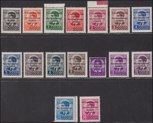 PPP557 - 1941 - Italian occupation of Ljubljana, complete series overprint R. Commissariato, new complete (18/33)