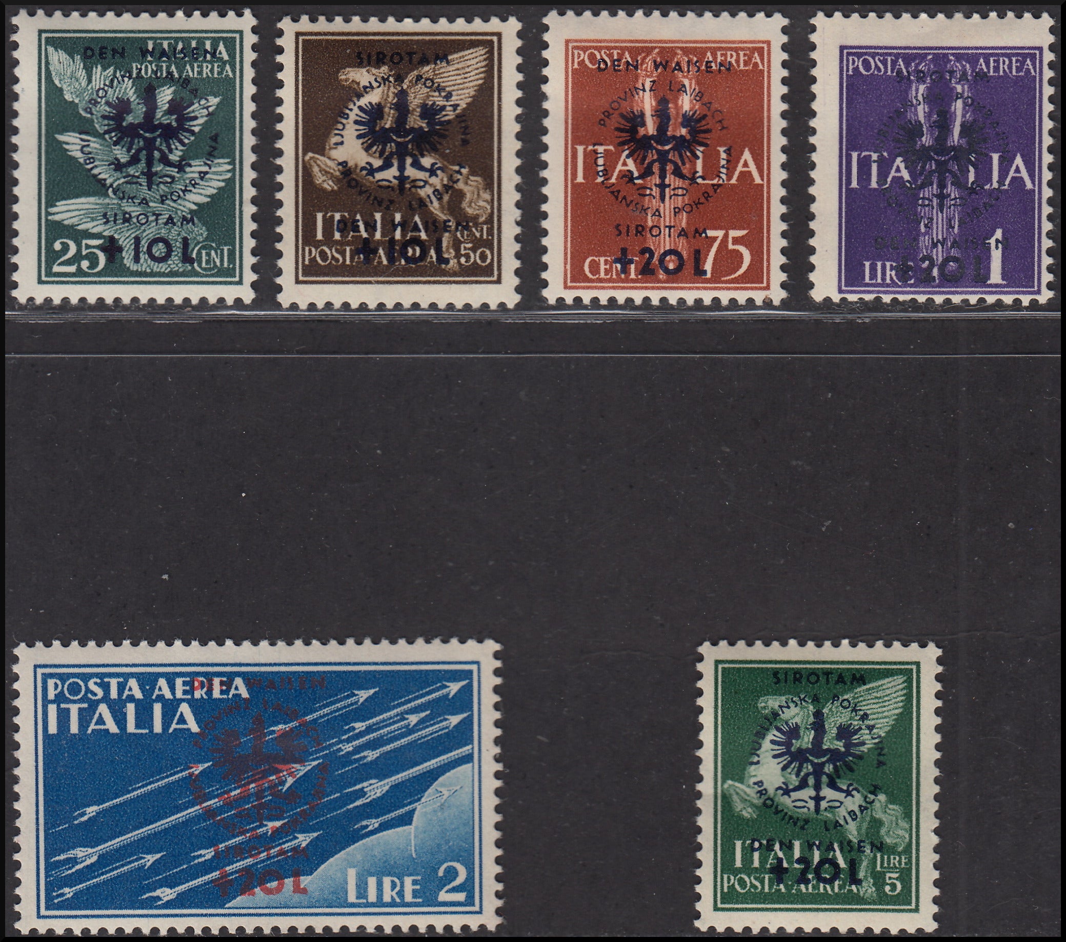 Occupazione Tedesca della Lubiana, Pro Orfani serie completa "Den Waisen Sirotam" nuova (26/31)