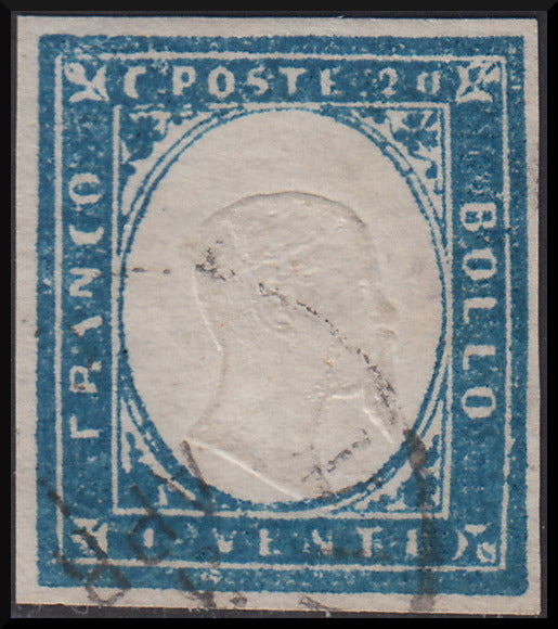 1861 - Sardegna IV emissione c. 20 cobalto II tavola (15De) usato
