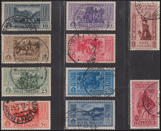 Vittorio Emanuele III 1932 Garibaldi Ordinary Mail, cpl series. used, original cancellations! (315/324)