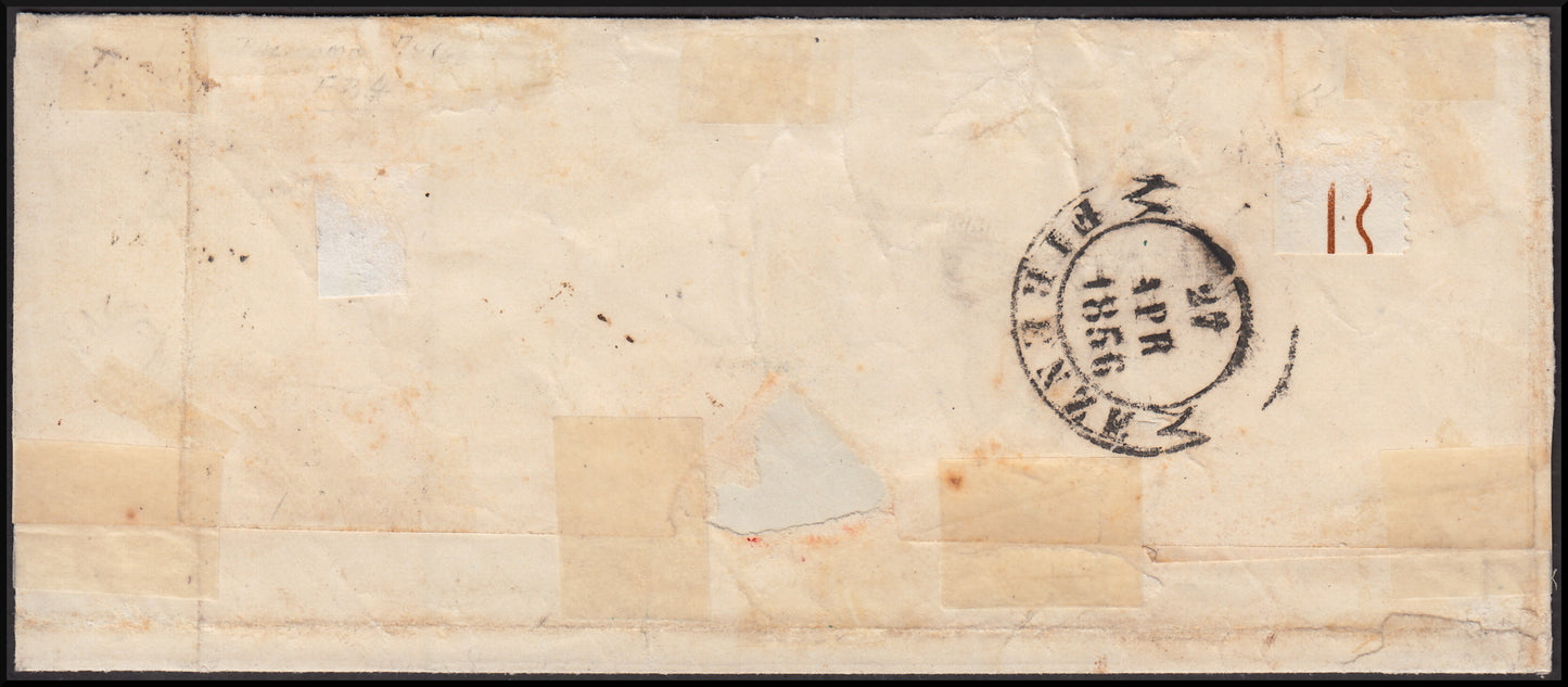 I issue c. 10 white strip of four copies of which the second with large Greek on letter PARMA-Florence 21/4/56 (2+2a+2+2)